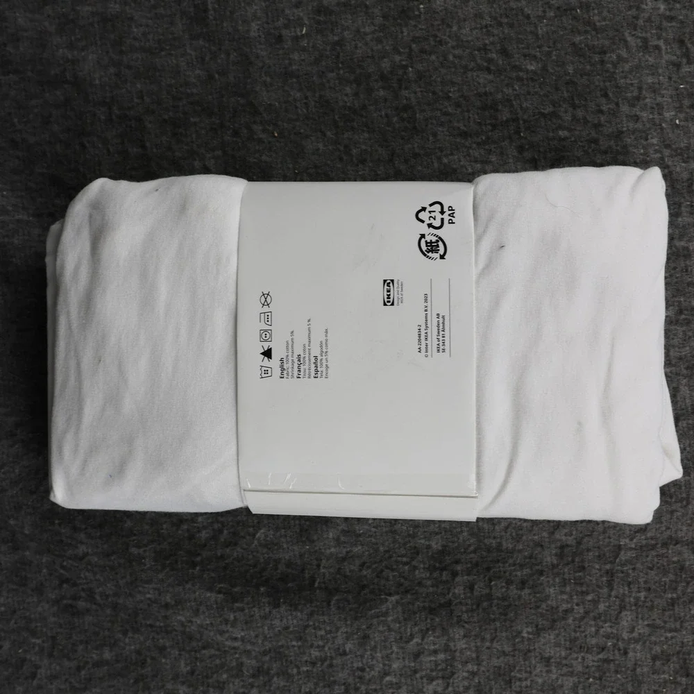 IKEA LEN Kids Fitted Sheet 38x61 White Cotton Bed Linen 1 Piece 60465280